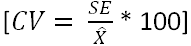 [CV= SE/X ^ * 100].